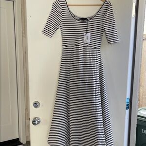 New maternity Black and White Striped Dress